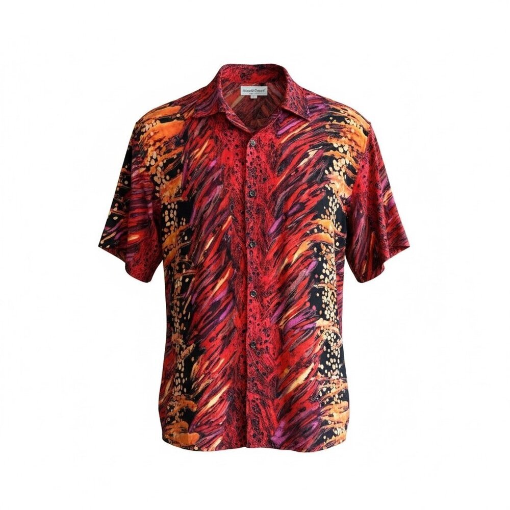 Giorgio Danieli Men's Italy Disco Shirt Colorful Short Sleeve Cupro Size Medium